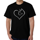 Black XXL Cat Heart - Mens Word Art T-Shirt