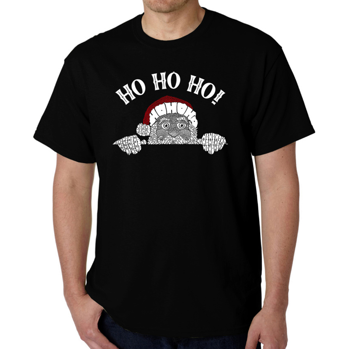 Peeking Santa - Mens Word Art T-Shirt