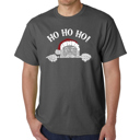 Gray Medium Peeking Santa - Mens Word Art T-Shirt