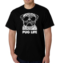 Black XXXL Mens Word Art T-shirt - Pug Life