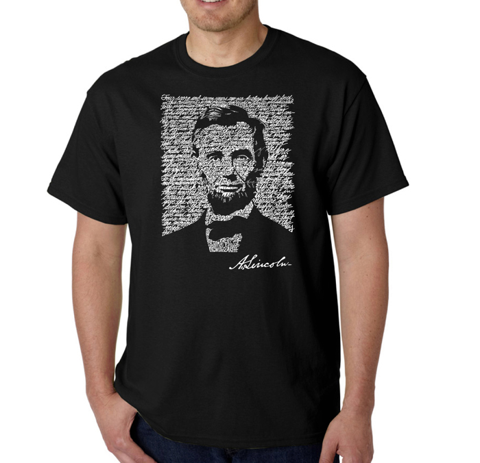 Mens Word Art T-shirt - ABRAHAM LINCOLN - GETTYSBURG ADDRESS