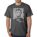 Gray XXL Mens Word Art T-shirt - ABRAHAM LINCOLN - GETTYSBURG ADDRESS