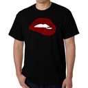 Black Large Brooklyn Lips - Mens Word Art T-Shirt