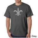 Gray Medium Mens Word Art T-shirt - FLEUR DE LIS - POPULAR LOUISIANA CITIES