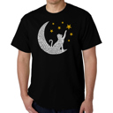 Black Medium Cat Moon - Mens Word Art T-Shirt