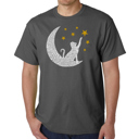 Gray Medium Cat Moon - Mens Word Art T-Shirt