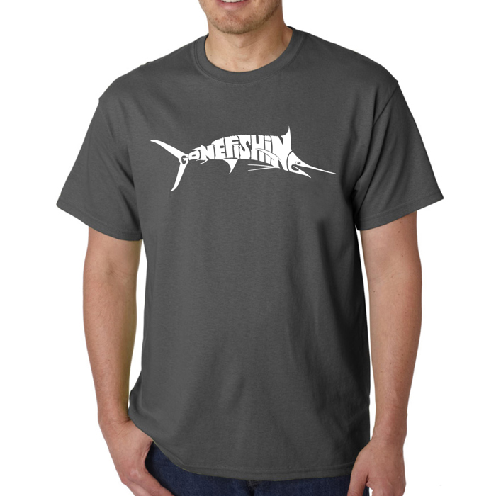 Mens Word Art T-shirt - Marlin - Gone Fishing