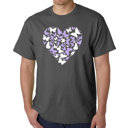 Gray XXXL Butterfly Heart - Mens Word Art T-Shirt
