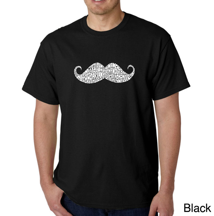 Mens Word Art T-shirt - WAYS TO STYLE A MOUSTACHE