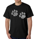Black Large Mens Word Art T-shirt - Meow Cat Prints