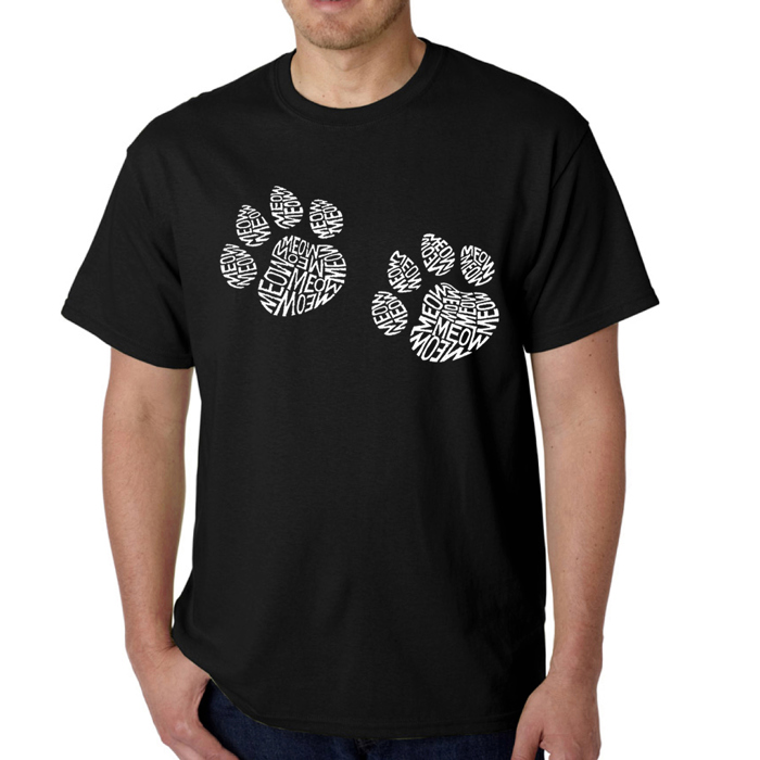 Mens Word Art T-shirt - Meow Cat Prints