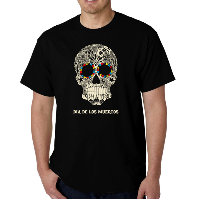 Mens Word Art T-shirt - Dia De Los Muertos