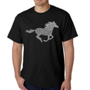 Black Large Mens Word Art T-shirt - Horse Breeds