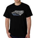 Black Small Mens Word Art T-shirt - North Carolina