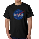 Black XXXXL Mens Word Art T-shirt - NASA's Most Notable Missions