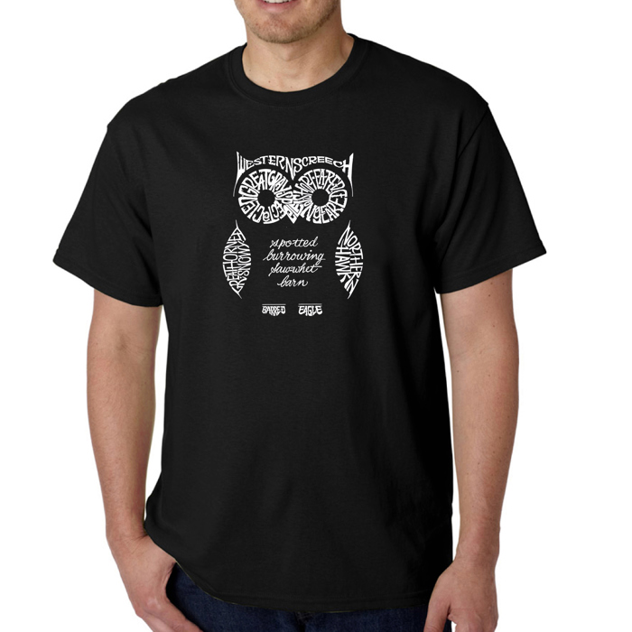 Mens Word Art T-shirt - Owl