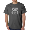 Gray XL Mens Word Art T-shirt - Owl