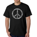 Black XL Mens Word Art T-shirt - THE WORD PEACE IN 77 LANGUAGES
