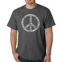 Gray XXL Mens Word Art T-shirt - THE WORD PEACE IN 77 LANGUAGES