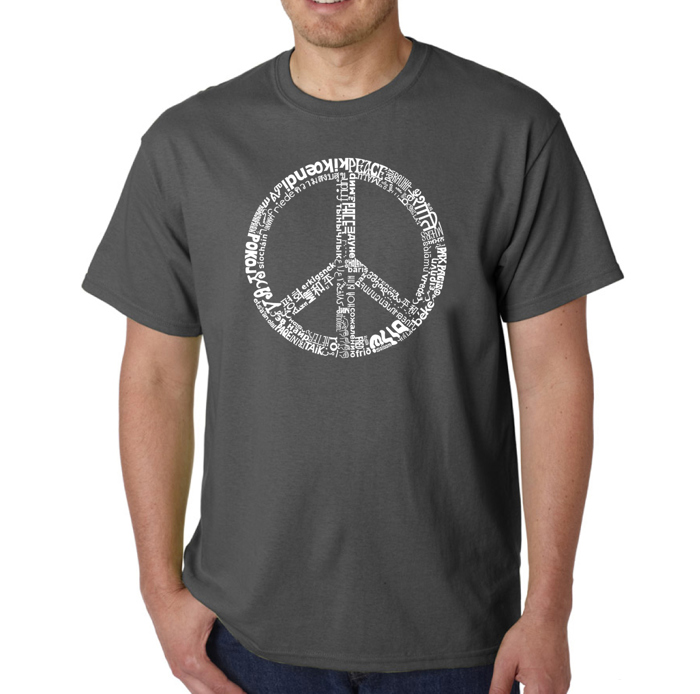 Mens Word Art T-shirt - THE WORD PEACE IN 77 LANGUAGES