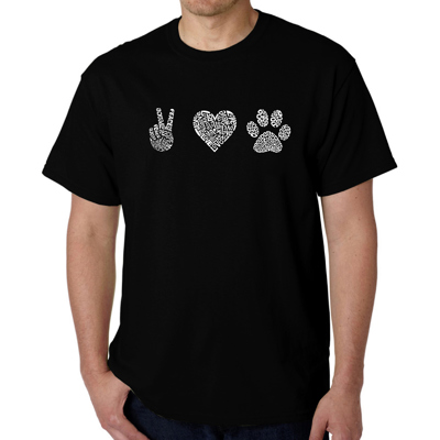 Mens Word Art T-shirt - Peace Love Dogs