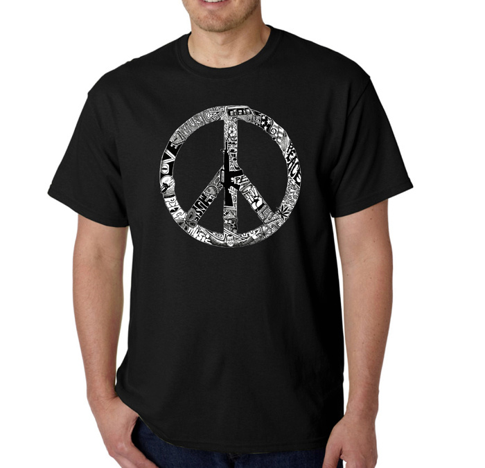 Mens Word Art T-shirt - PEACE, LOVE, & MUSIC