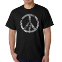 Black Medium Mens Word Art T-shirt - PEACE, LOVE, & MUSIC