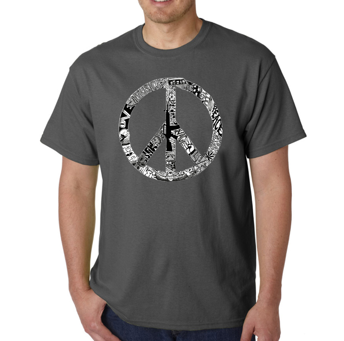Mens Word Art T-shirt - PEACE, LOVE, & MUSIC