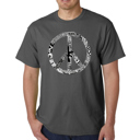 Gray Small Mens Word Art T-shirt - PEACE, LOVE, & MUSIC