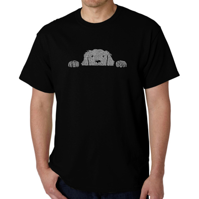Mens Word Art T-shirt - Peeking Dog
