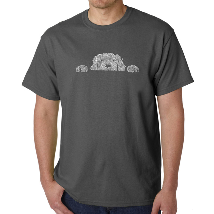 Mens Word Art T-shirt - Peeking Dog