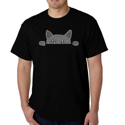 Mens Word Art T-shirt - Peeking Cat