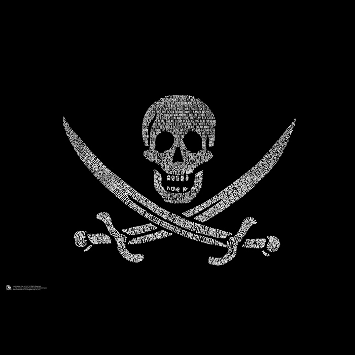 Mens Word Art T-shirt - LYRICS TO A LEGENDARY PIRATE SONG