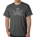 Gray Large Mens Word Art T-shirt - LYRICS TO A LEGENDARY PIRATE SONG