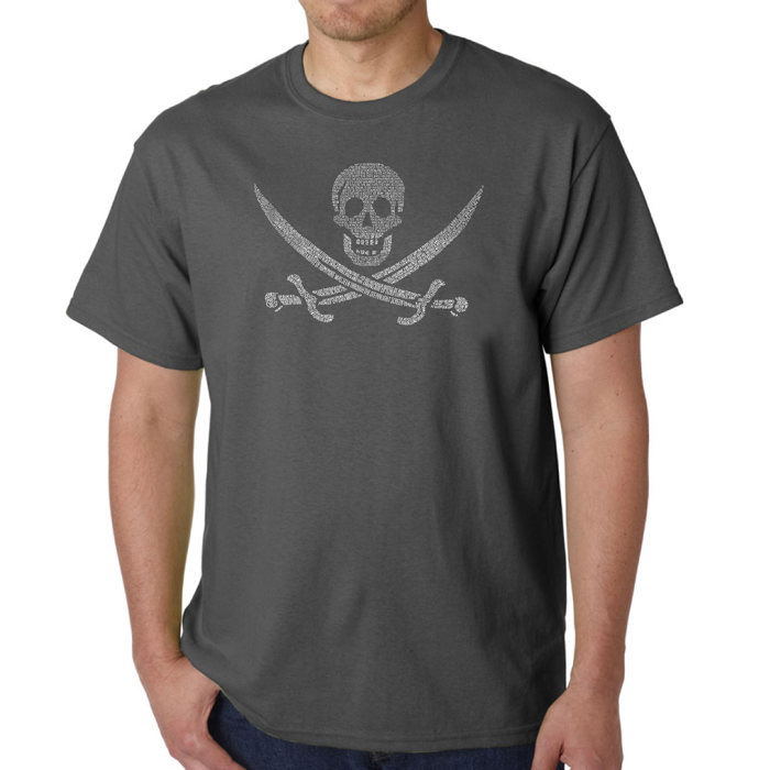 Mens Word Art T-shirt - LYRICS TO A LEGENDARY PIRATE SONG