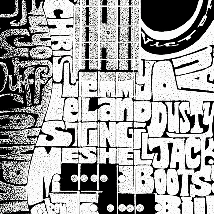 Mens Word Art T-shirt - Bass Guitar