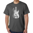Gray Medium Mens Word Art T-shirt - Bass Guitar