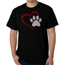 Black XL Paw Heart - Mens Word Art T-Shirt
