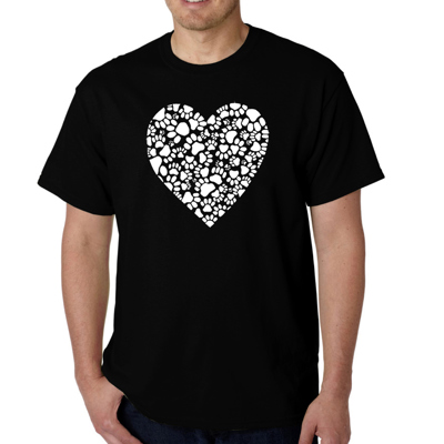 Mens Word Art T-shirt - Paw Prints Heart