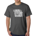 Gray Large Mens Word Art T-shirt - Pug Face