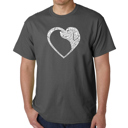 Gray Large Dog Heart - Mens Word Art T-Shirt
