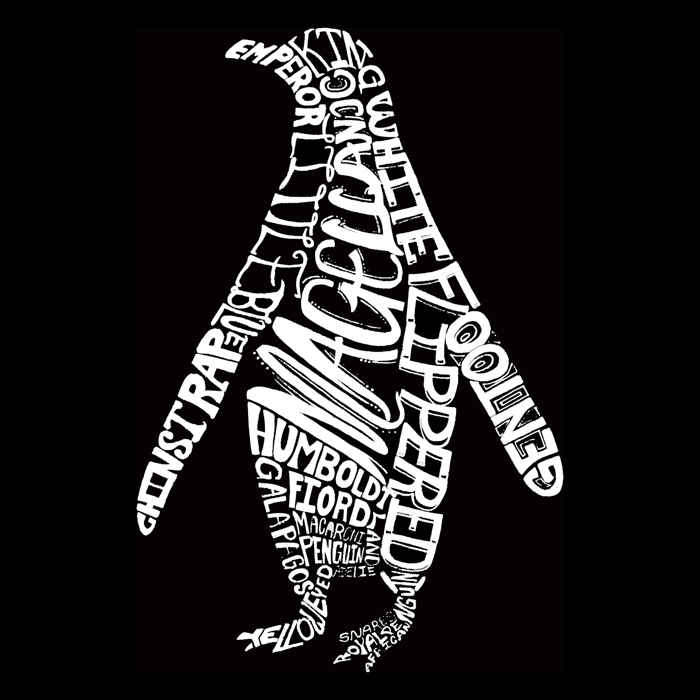 Mens Word Art T-shirt - Penguin