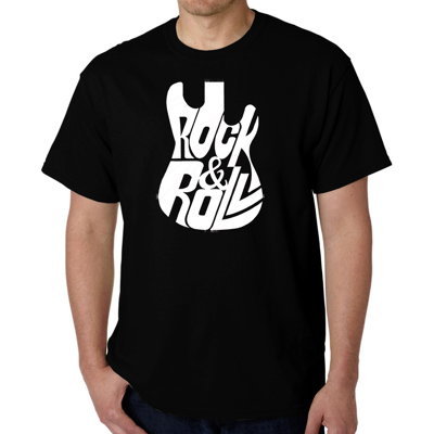 Rock And Roll Guitar - Mens Word Art T-Shirt