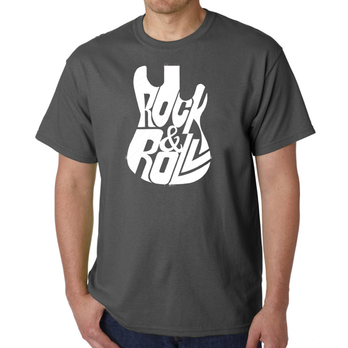 Rock And Roll Guitar - Mens Word Art T-Shirt