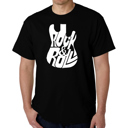 Black Small Rock And Roll Guitar - Mens Word Art T-Shirt