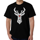Black Large Mens Word Art T-shirt - Santa's Reindeer