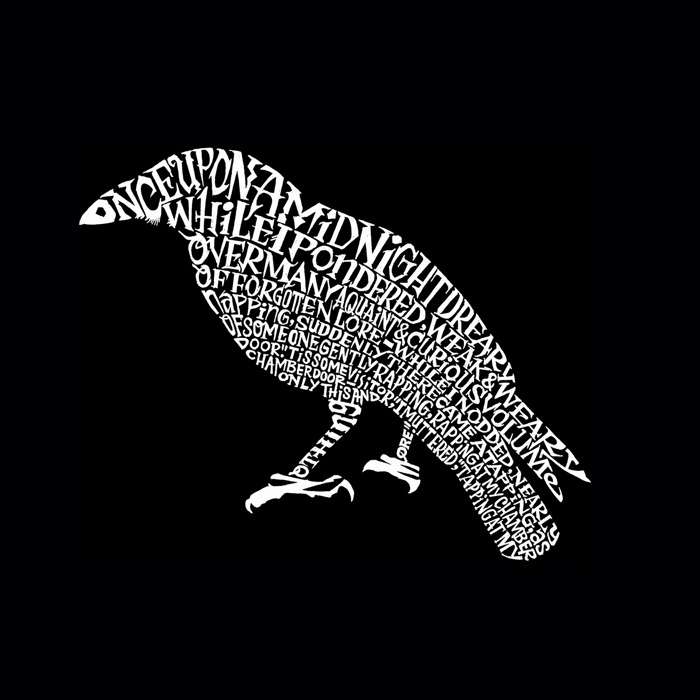 Mens Word Art T-shirt - Edgar Allen Poe's The Raven