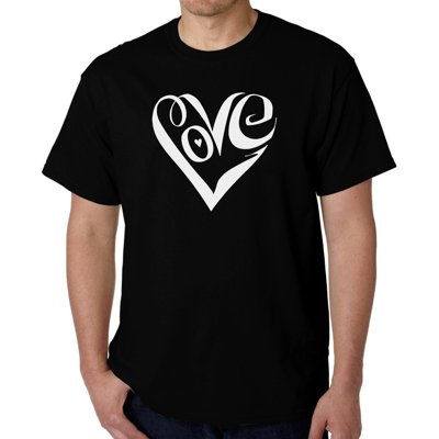 Mens Word Art T-shirt - Script Love Heart