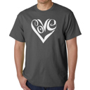 Gray XXXXL Mens Word Art T-shirt - Script Love Heart