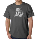 Gray Medium Mens Word Art T-shirt - THE TITLES OF ALL OF WILLIAM SHAKESPEARE'S COMEDIES & TRAGEDIES